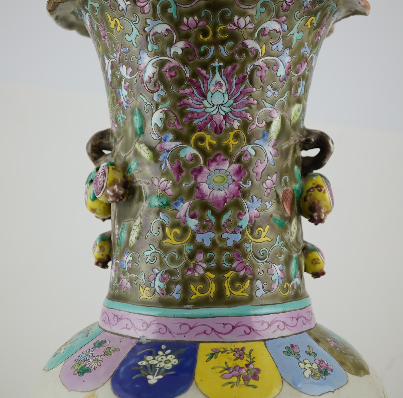 A large Chinese famille rose two-handled vase, mid 19th century